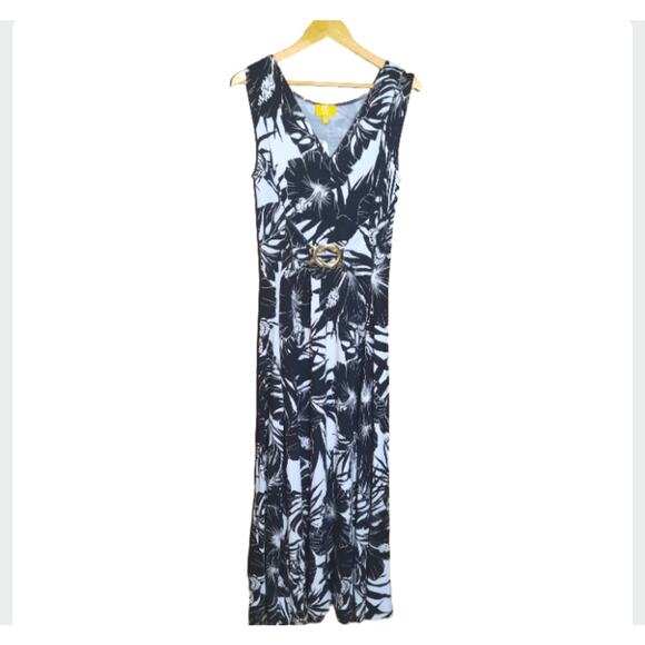 Liz Lange Womens Black & White Palm Print Pattern Sleeveless Maxi Dress Size S - Picture 6 of 6